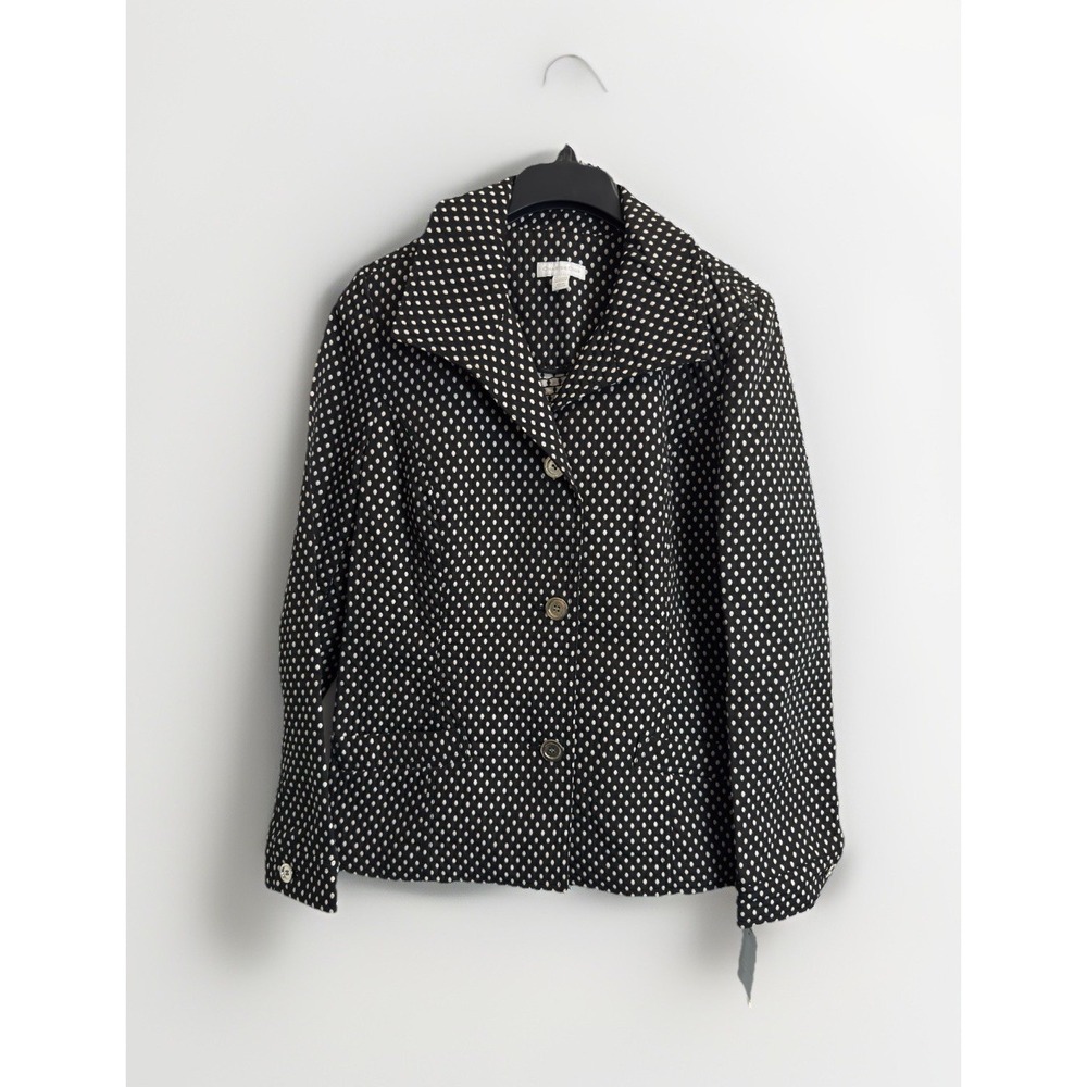 NEW Charter Club Jacket Women's Medium Black Polka Dot Button Up Pockets Blazer